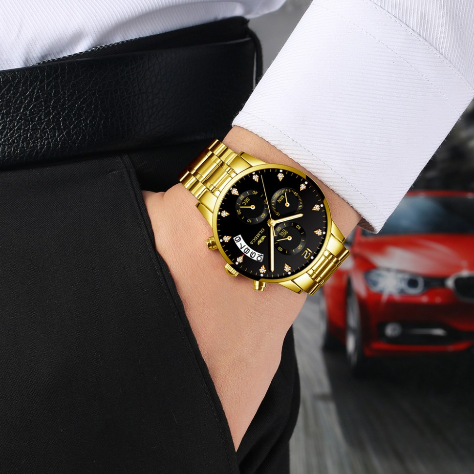 Чоловічий годинник OLMECA gold+black