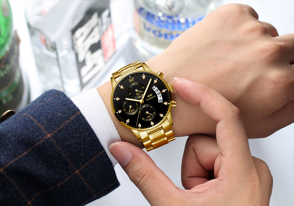 Чоловічий годинник OLMECA gold+black
