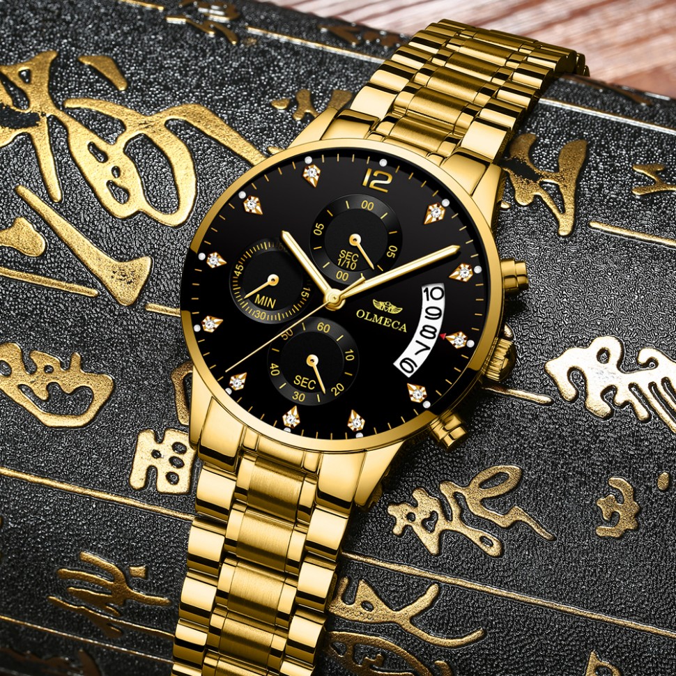 Чоловічий годинник OLMECA gold+black
