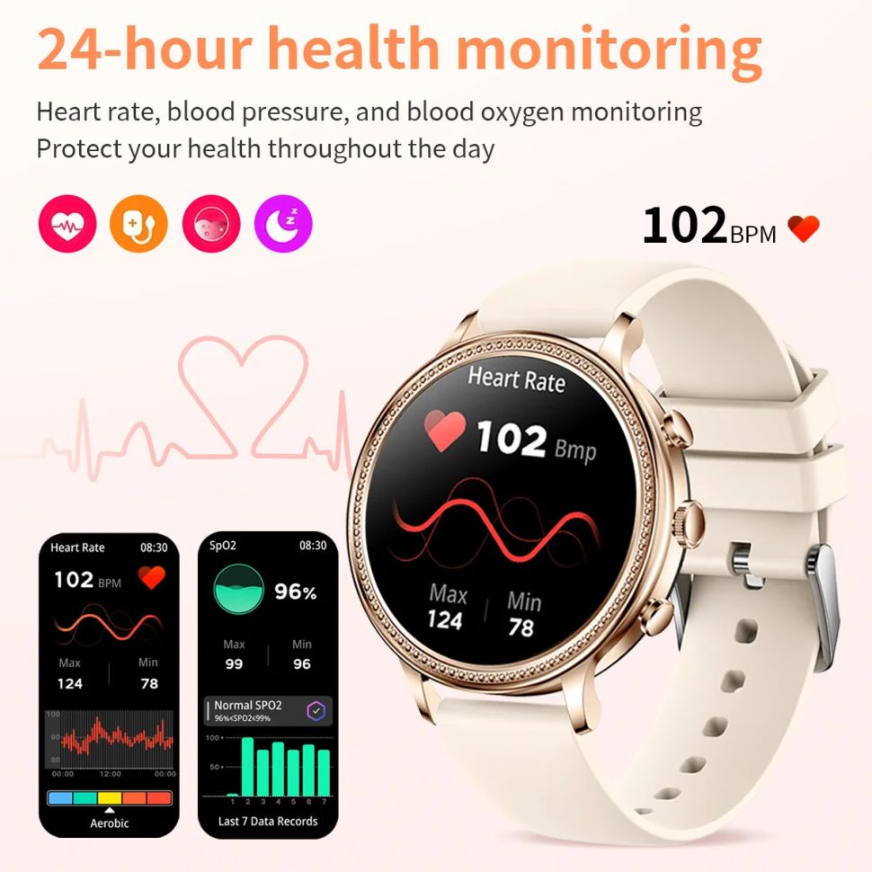 Смарт-годинник Women's Smart Device 14 gold + crema silicone
