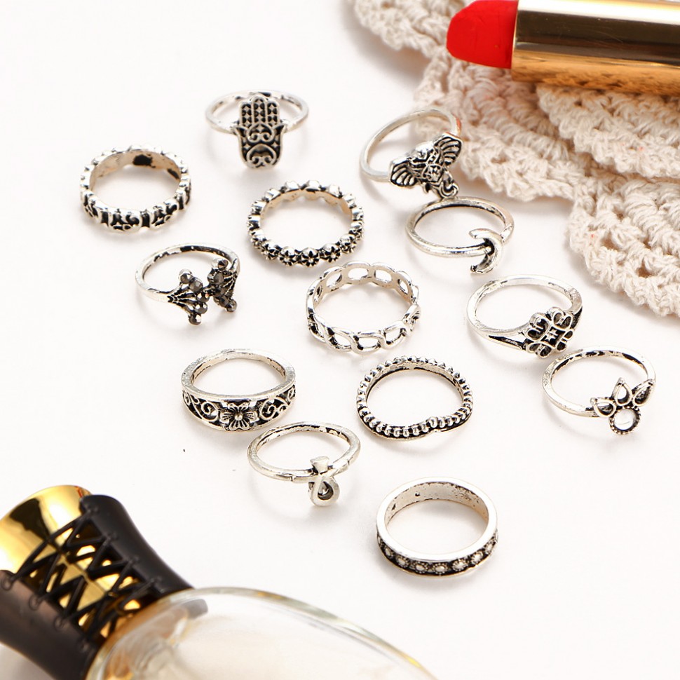 Набір каблучок покриття срібло №08152 