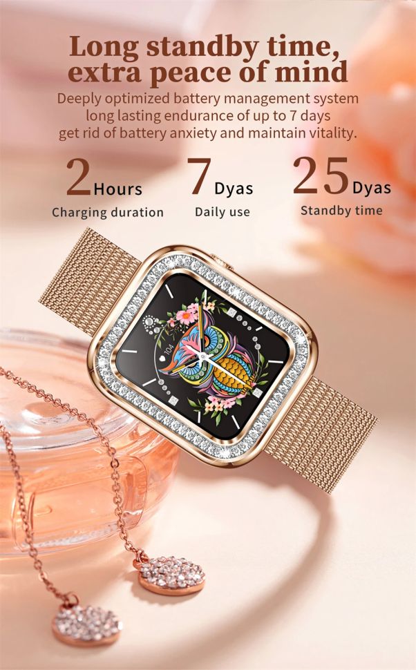 Смарт-годинник Women's Smart Device 15 silver steel, 2 ремінці
