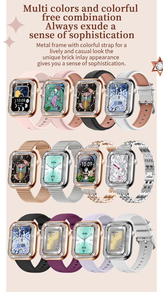 Смарт-годинник Women's Smart Device 15 silver steel, 2 ремінці