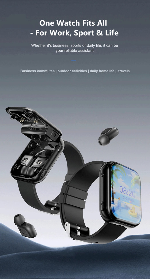 Смарт-годинник з навушниками Smart Device 2в1