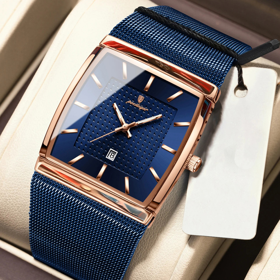 Чоловічий годинник Poedagar blue + gold