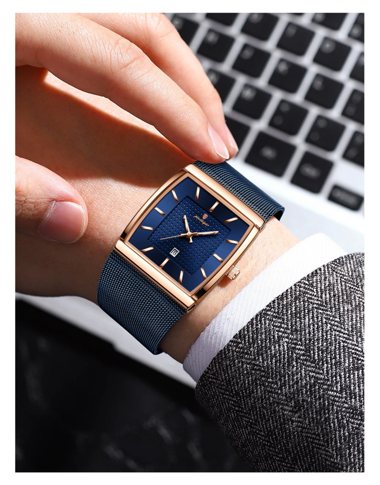 Чоловічий годинник Poedagar blue + gold