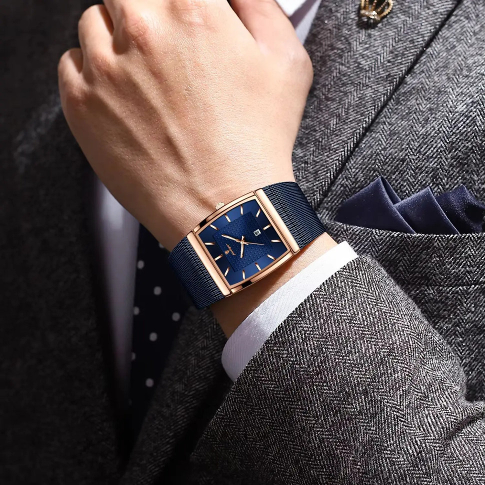 Чоловічий годинник Poedagar blue + gold